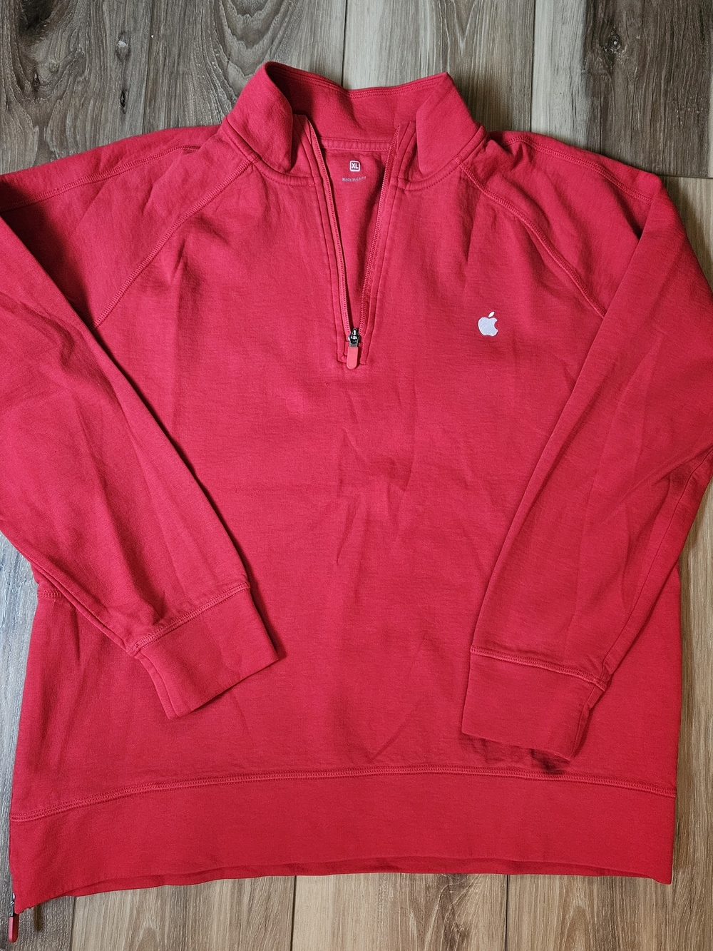 Apple Men’s Bright Red Zip-Up Pullover Sweater